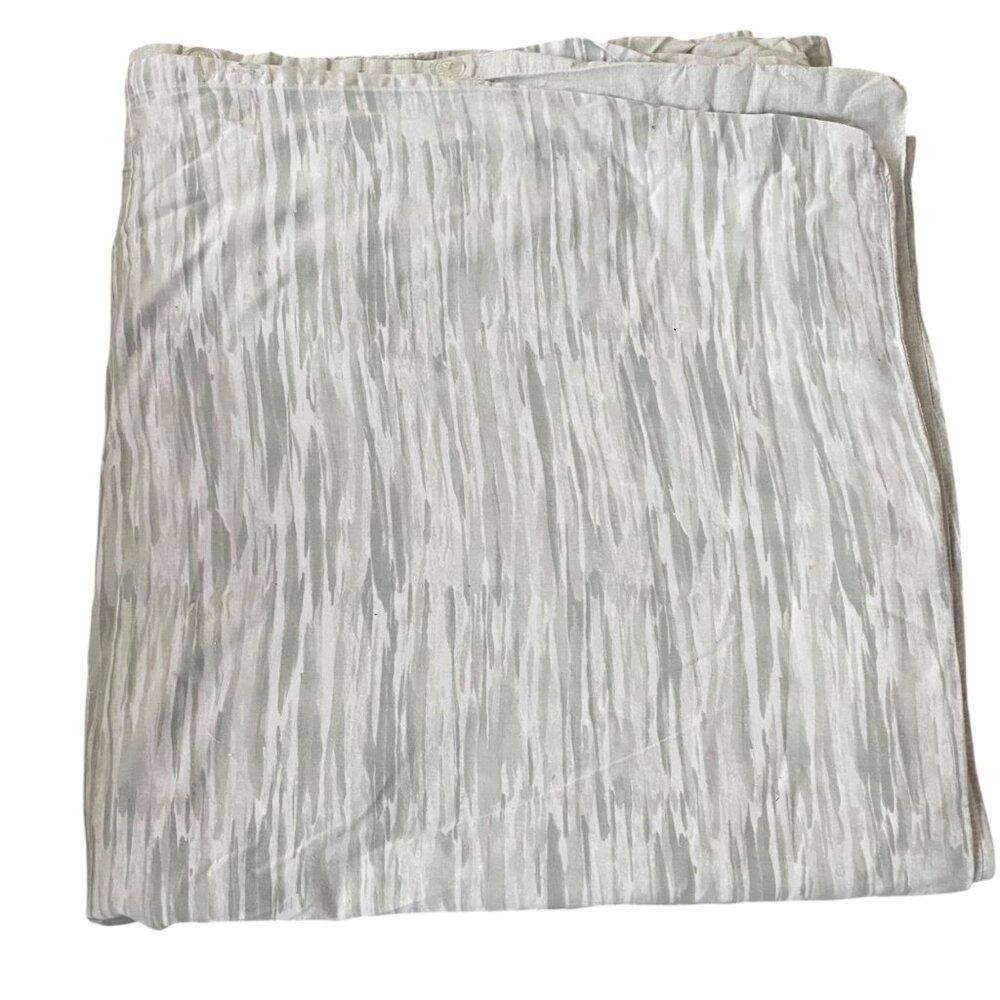 DKNY Full/Queen Duvet Cover Light Gray White Neutral 100% Cotton Buttons 88x92